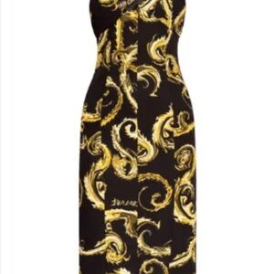 Versace Strapless Dress in Black and Gold